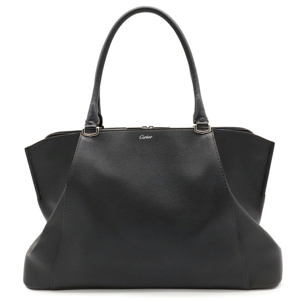 Cartier C de MM Tote Bag Shoulder Leather Black